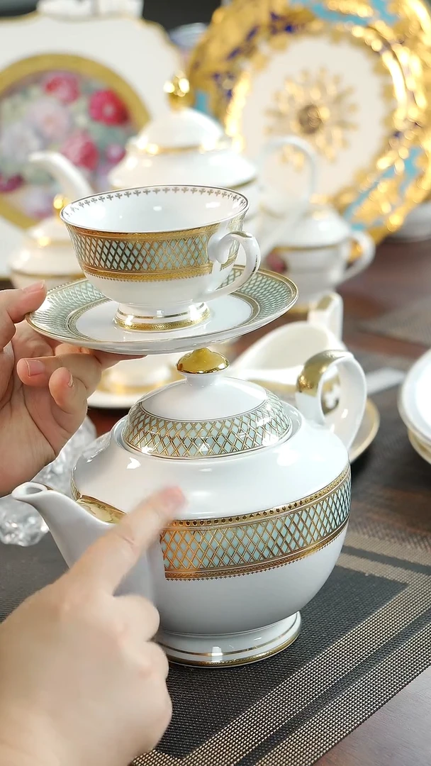 【闪购商品】瓷片茶壶+两杯两碟 福利价福利价