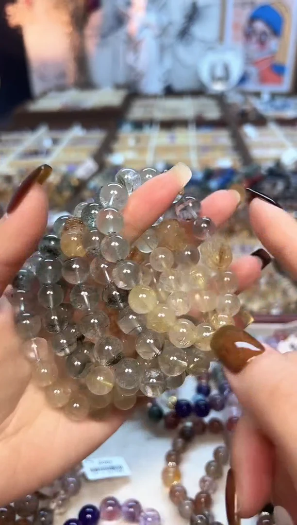 【闪购商品】水晶手链未镶嵌【半壁江山天然金发+绿幽灵手串多样发一