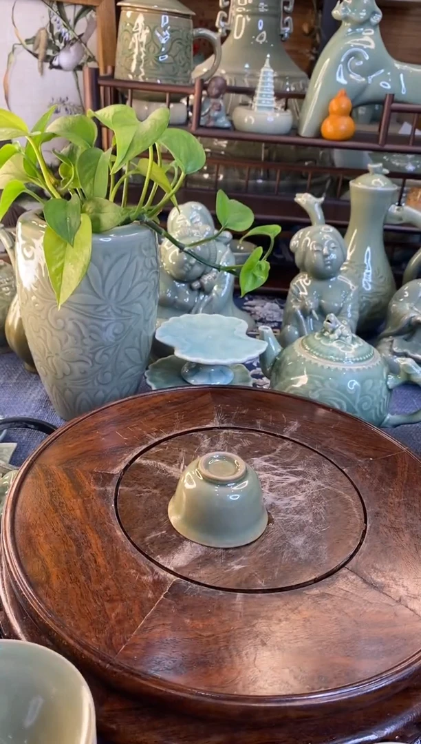 耀州窑微瑕处理黑泥素面茶杯 四个