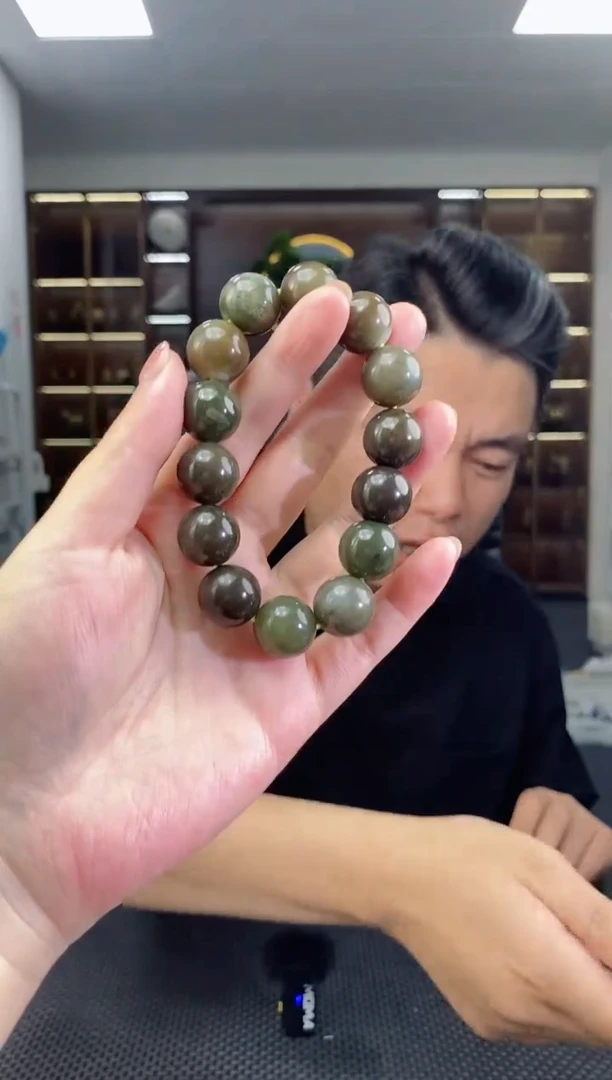 和田玉未镶嵌颈饰圆珠卡15手串清货1微瑕