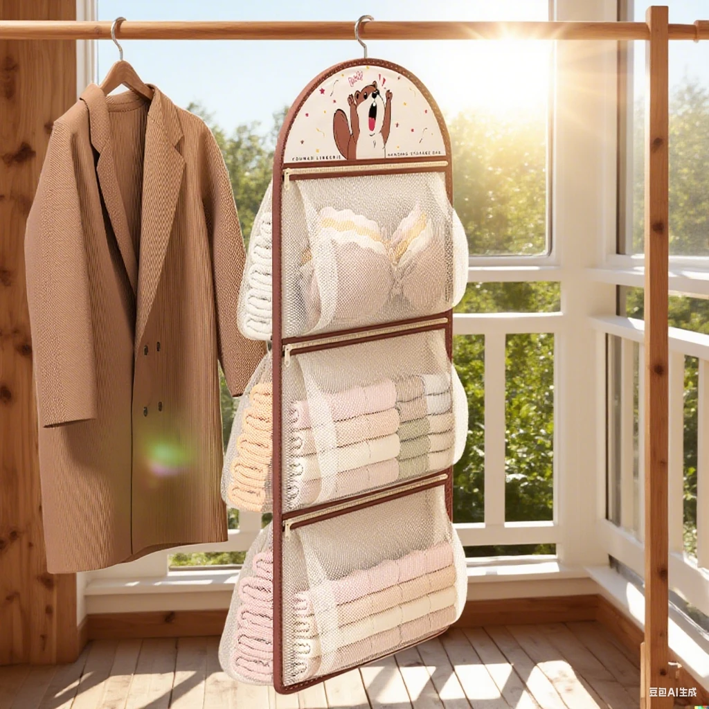 分格三层挂袋内衣内裤收纳神器出租房家用宿舍衣柜内装袜子收纳袋