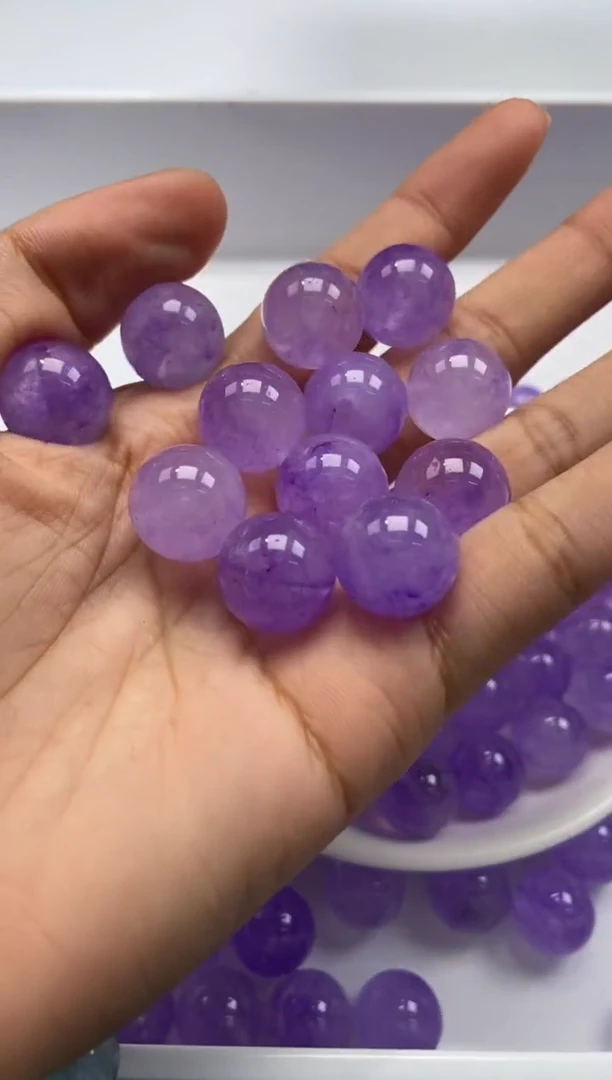 颈饰未镶嵌水晶W3242-紫色碧玺14mm*3颗