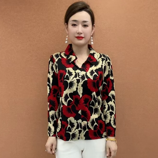 8915春季新款女士长袖衬衫时尚气质宽松大码上衣