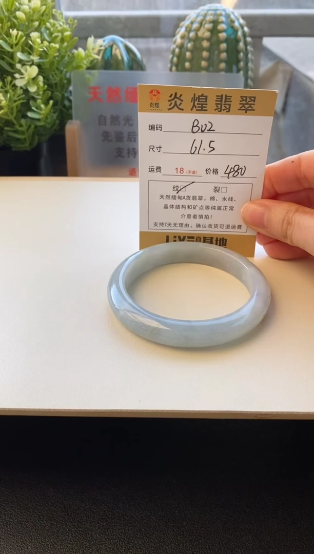 未镶嵌手镯翡翠圈口61.8编码b02