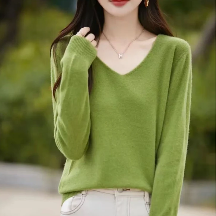 V领显瘦一线成衣秋冬打底衫针织衫女