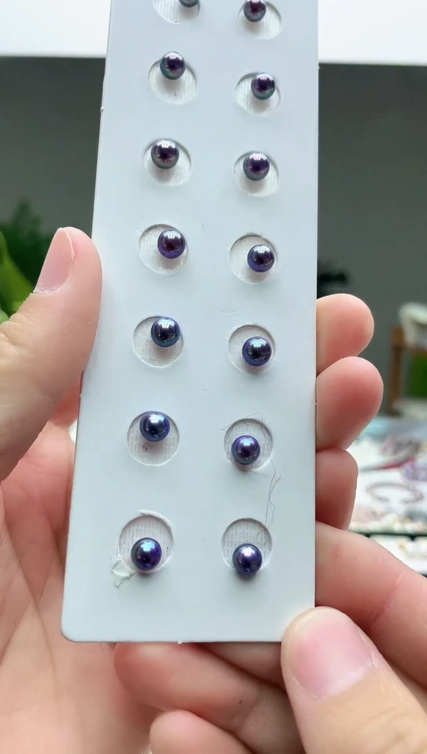 未镶嵌耳饰淡水珍珠紫色系莫兰迪5-6mm耳饰