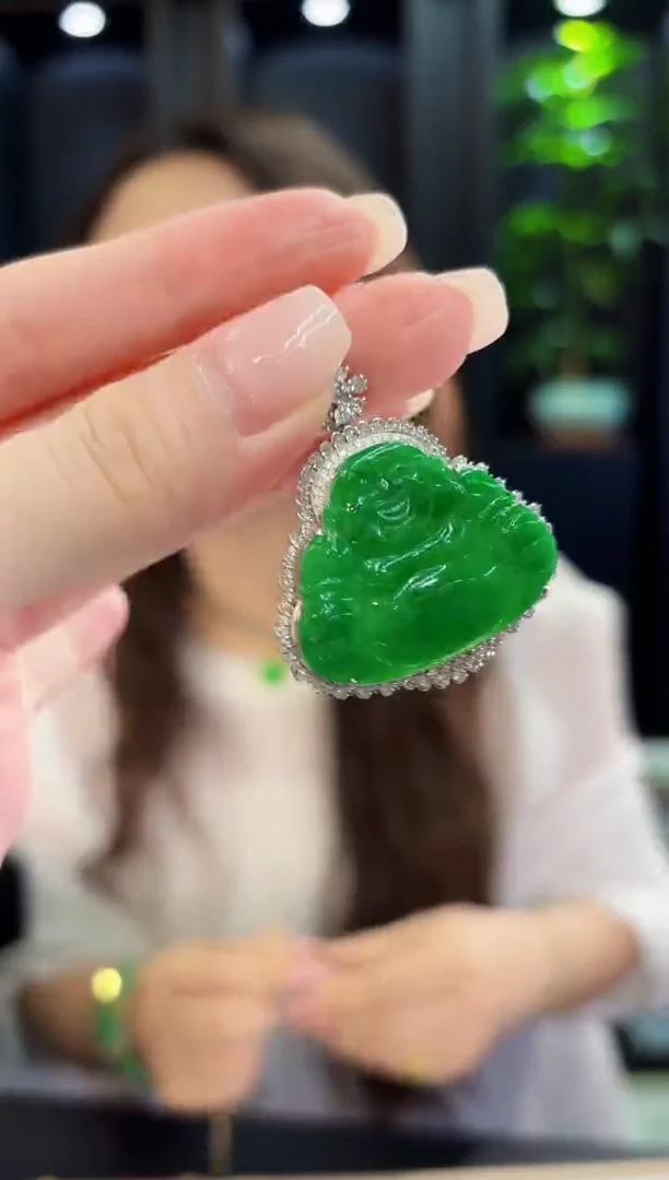 吊坠(不含链)18K金镶嵌翡翠 缅料A货/支持复检/一件