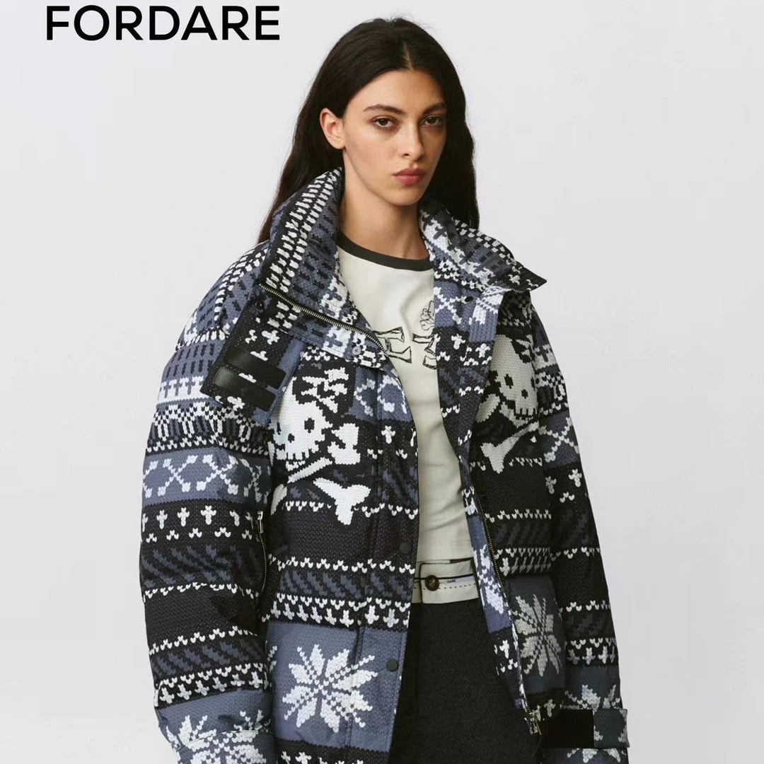 FORDARE/福蝶25秋冬毛织印花羽绒服3999