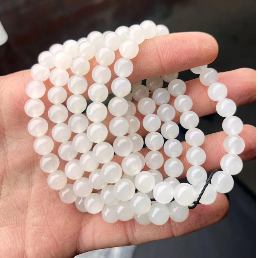 和田玉青海野牛沟手串卡8mm   多样性发一