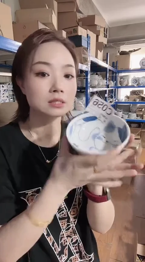 瓷片全新高端瓷器杂花猫12cm钵一只C056