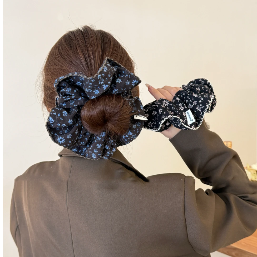 复古时尚碎花大肠发圈女2026新款高级感高马尾扎头发绳后脑勺头花