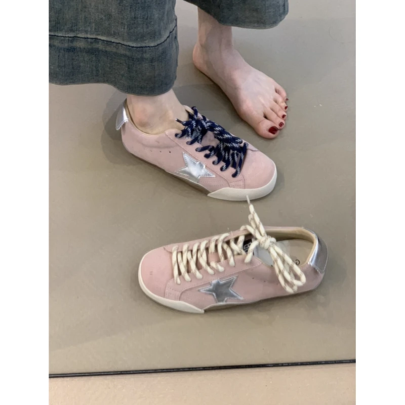 复古休闲百搭德训鞋女2025年新款复古做旧星星小脏鞋增高小板鞋女