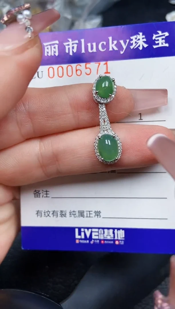 翡翠银S925镶嵌颈饰6571