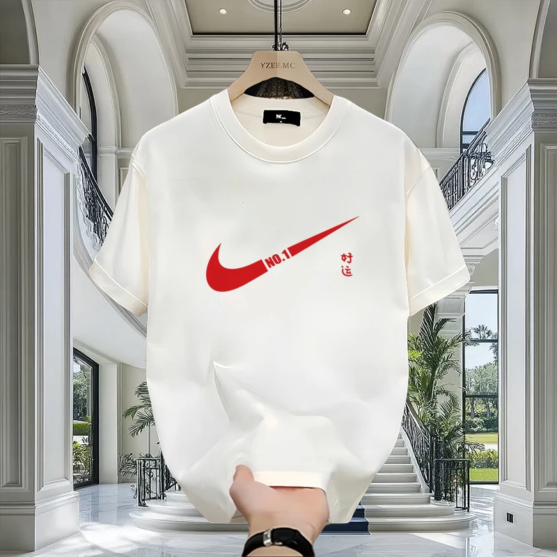 新款潮流棉短袖T恤青年男女休闲款夏季透气印花百搭宽松圆领上衣