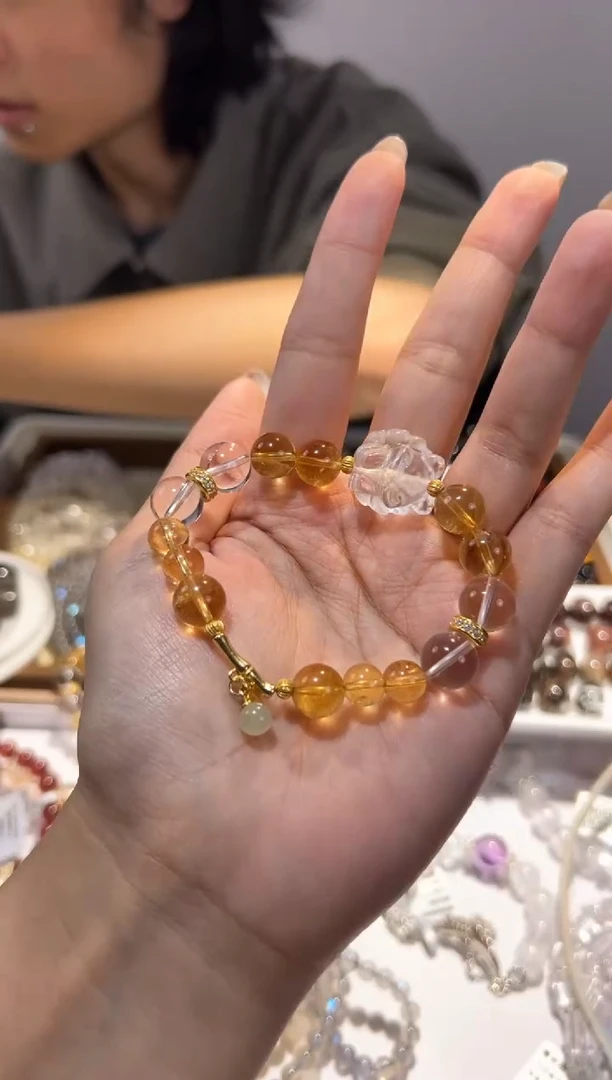 【闪购商品】水晶手链未镶嵌黄水晶diy白水晶狐狸