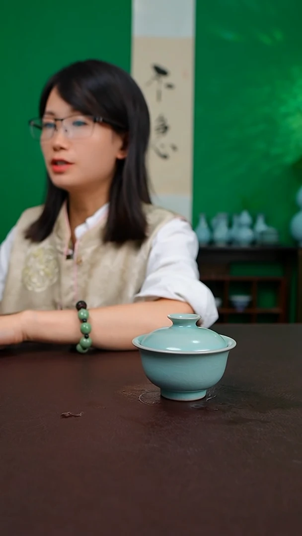 仿古压手二才盖碗不完美