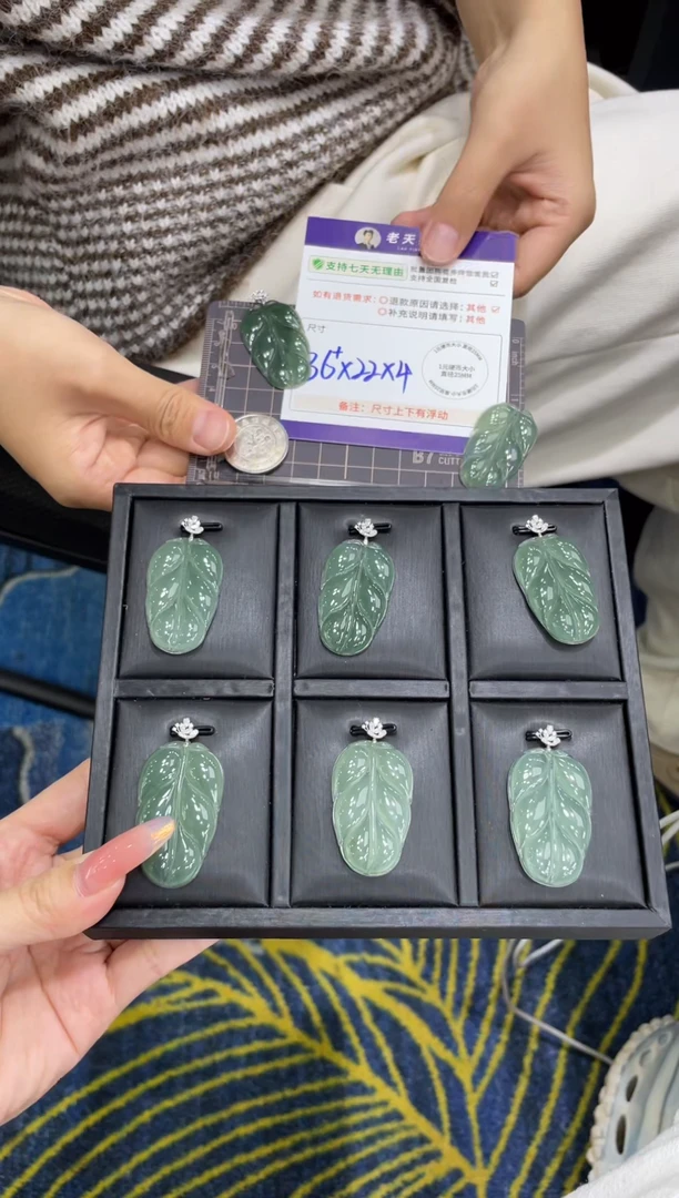 18K金镶嵌挂件翡翠叶子FL13/多样性发其一CP配绳