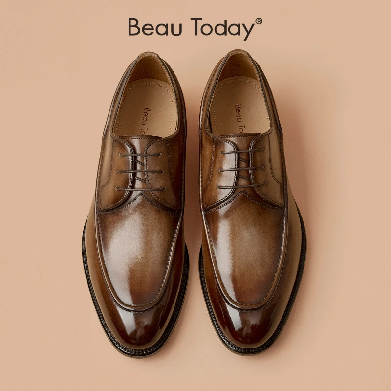 BeauToday【专柜同款】正装商务皮鞋男士德比鞋真皮英伦男鞋休闲