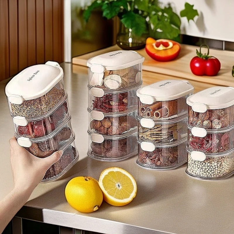 香料收纳盒家用厨房花椒大料储物盒佐料调料密封罐现款新款分格盒