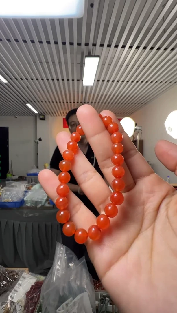 手串未镶嵌南红玛瑙约7.5mm南红冰红圆珠单圈