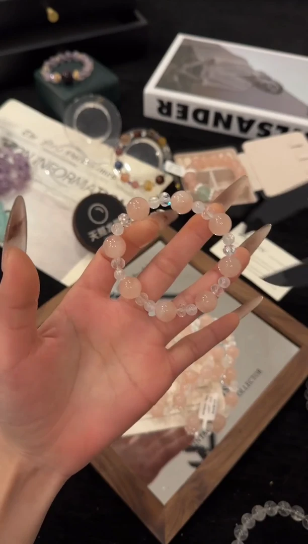 未镶嵌手链水晶粉水晶x3371