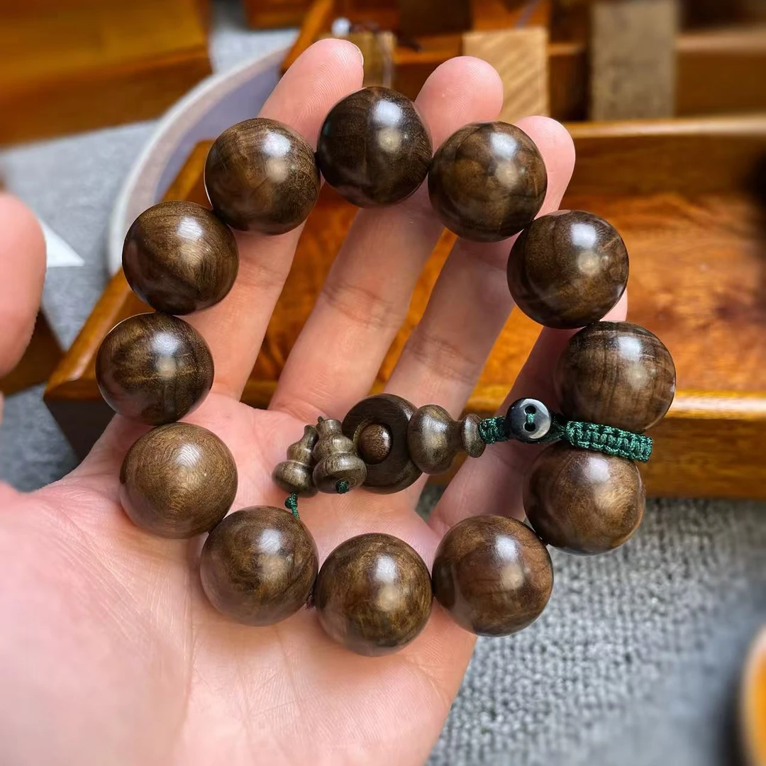 金丝楠乌木阴沉木满花龙胆手串