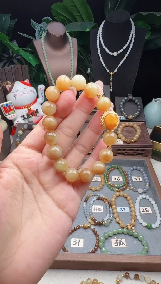 未镶嵌手链和田玉精品12m新疆且末糖白玉手串