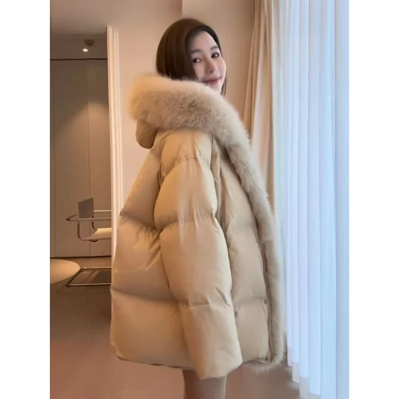 韩式休闲风巨好看中长款棉服女2026冬季新款韩版超好看小个子外套