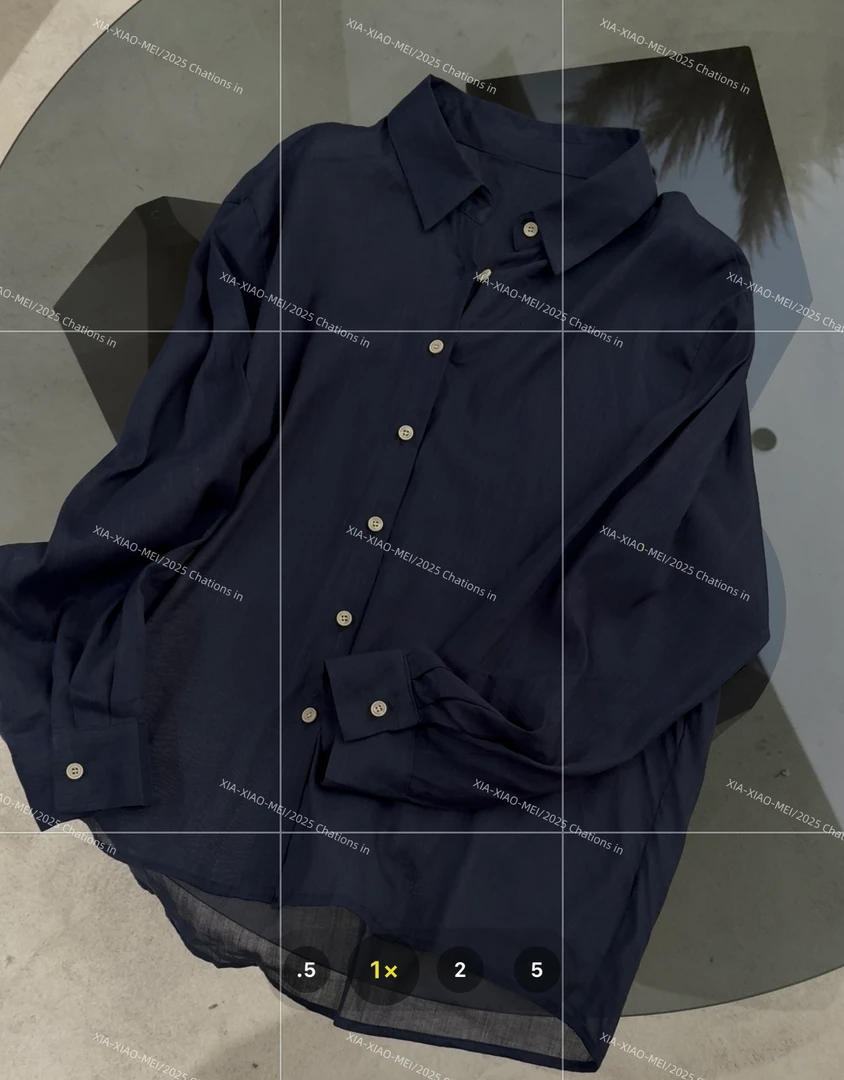 XIAOMEI ｜（轻氧衬衫）藏蓝色薄款衬衣-5157