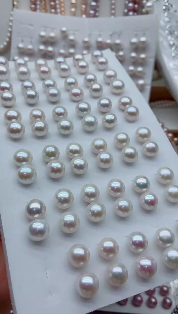 银S925镶嵌淡水珍珠耳钉多样性发其一，非无暇