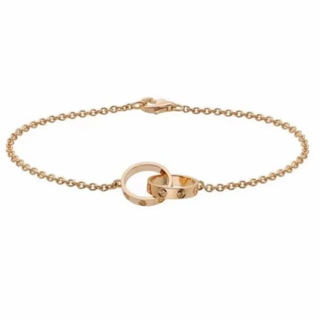 99新 Cartier/卡地亚 玫瑰金love系列 双环手链