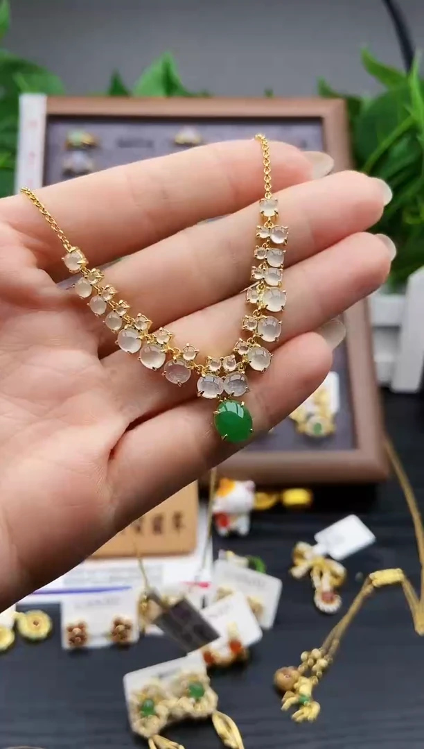 颈饰银S925镶嵌翡翠12