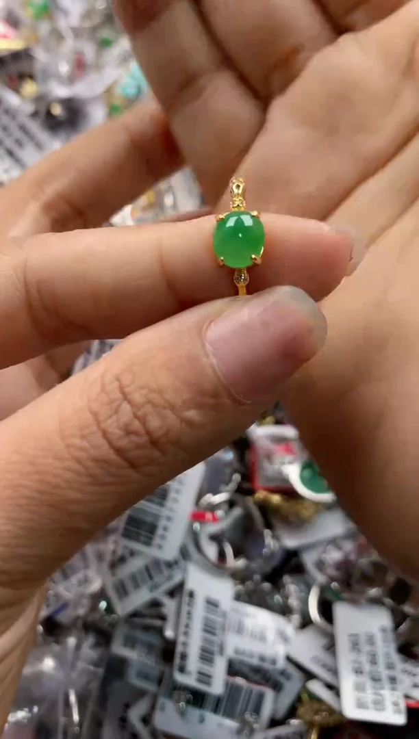 银S925镶嵌戒指翡翠11      10
