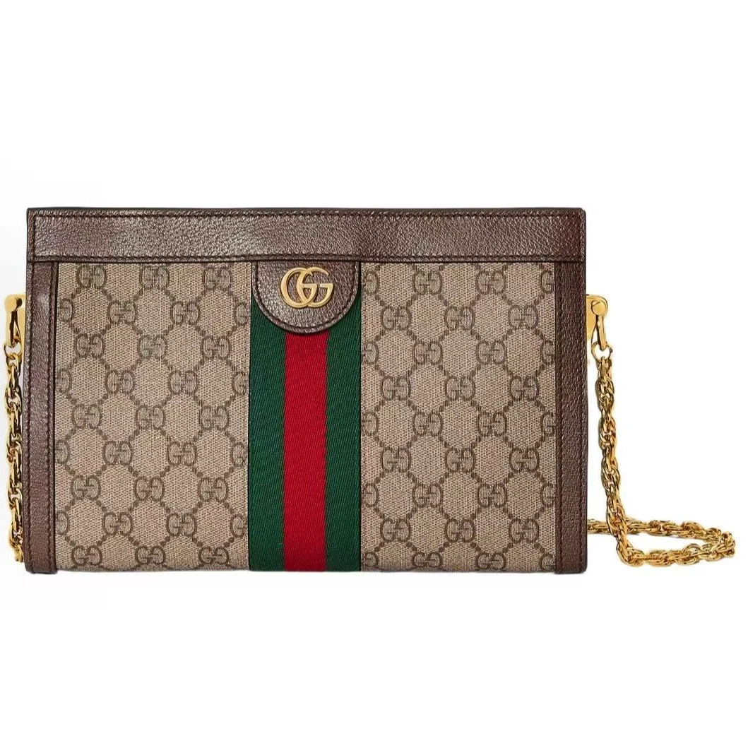 99新 GUCCI/古驰 老花op小号双夹子包