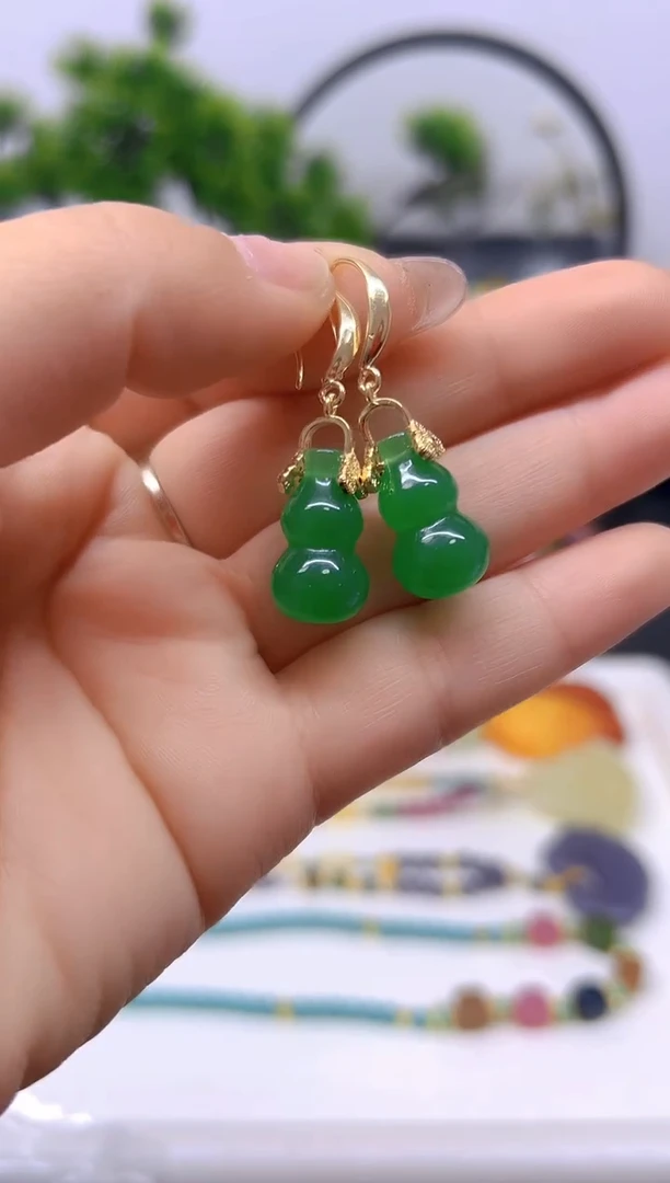 【闪购商品】翡翠耳饰14K金镶嵌耳饰E745