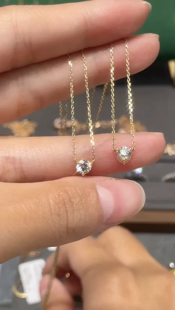 【闪购商品】钻石项链18K金镶嵌X三爪钻石项链多样性发一