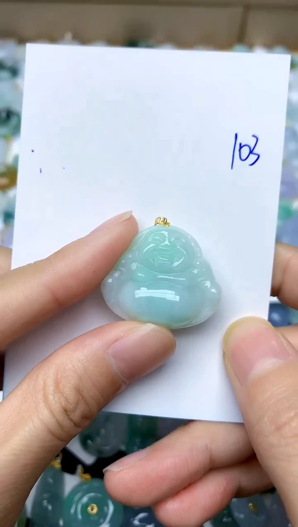 【闪购商品】翡翠颈饰18K金镶嵌103天然A货翡翠