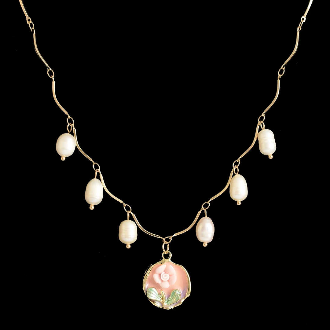 铜仿珍珠吊坠 淡水珍珠项链彩色吊坠