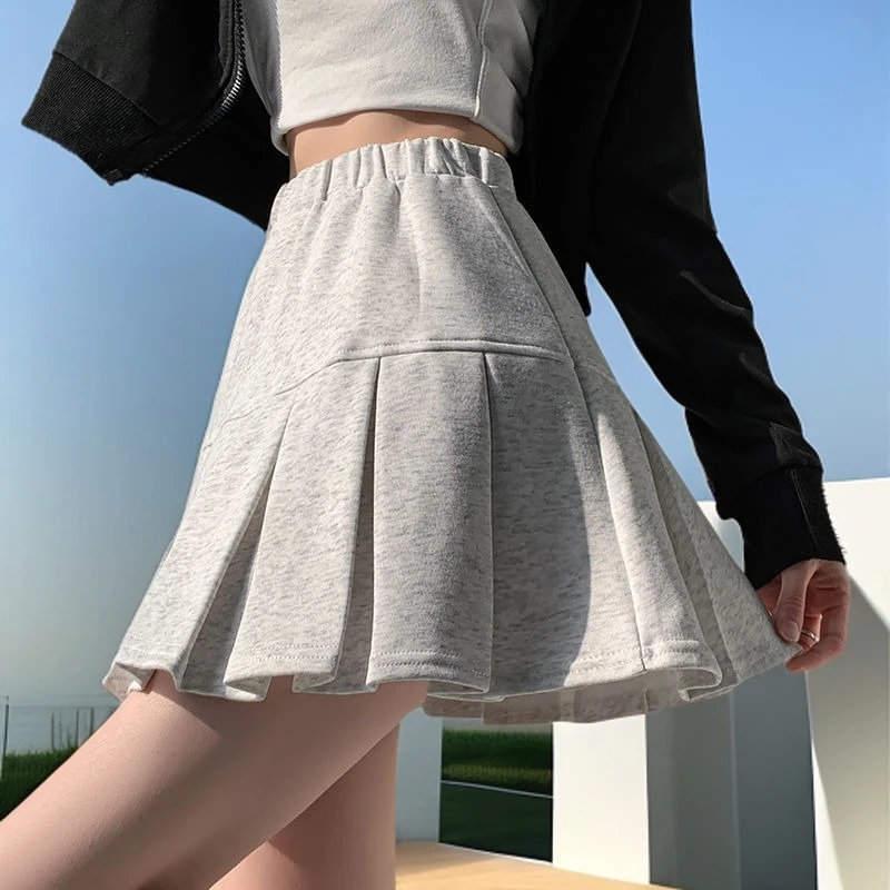 灰色百褶裙辣妹半身裙2025早秋新款学院短裙防走光打底裙运动裙子