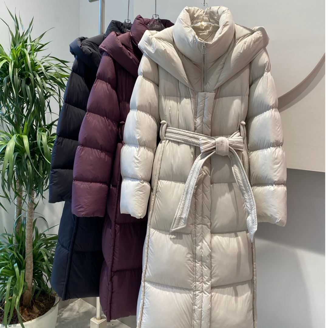 【乐见专属】1826长款鹅绒服收腰连帽女人味立领保暖冬季