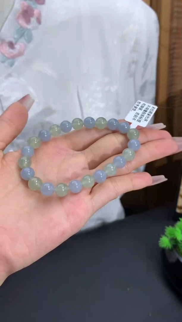 未镶嵌手链翡翠卡8 紫加晴底