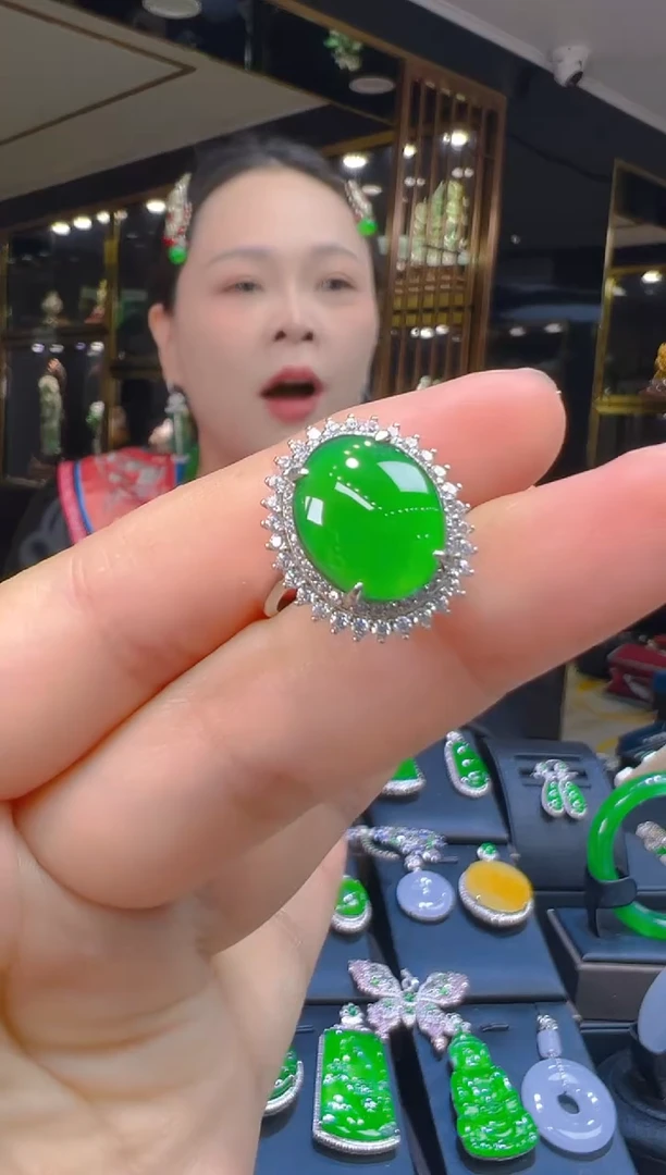 翡翠戒指银S925镶嵌001（多样性发其一）