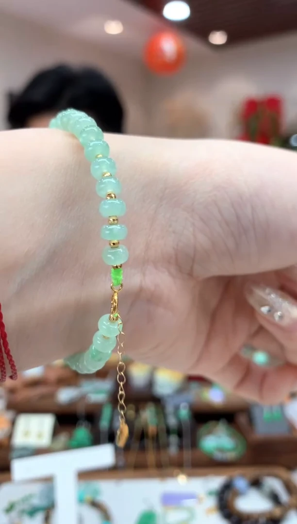 【闪购商品】翡翠手链18K金镶嵌手链