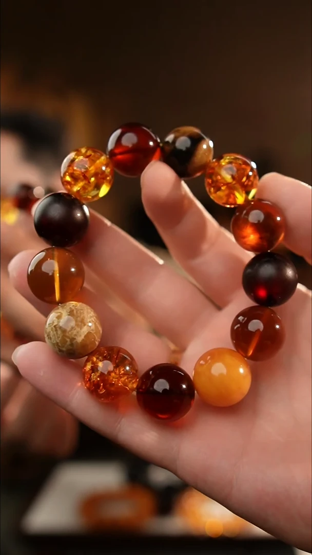 琥珀颈饰未镶嵌18+多宝手串
