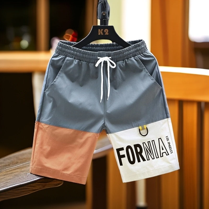 夏季薄款直筒裤短裤裤男夏天潮流运动五分裤废土风男装男士短裤