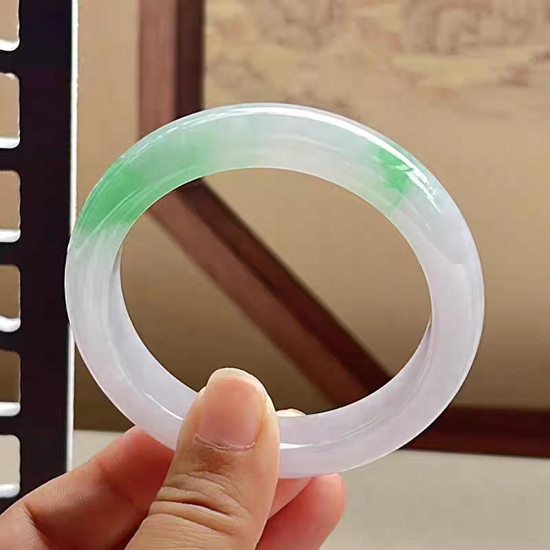 1986号精品透白底青正圈手镯