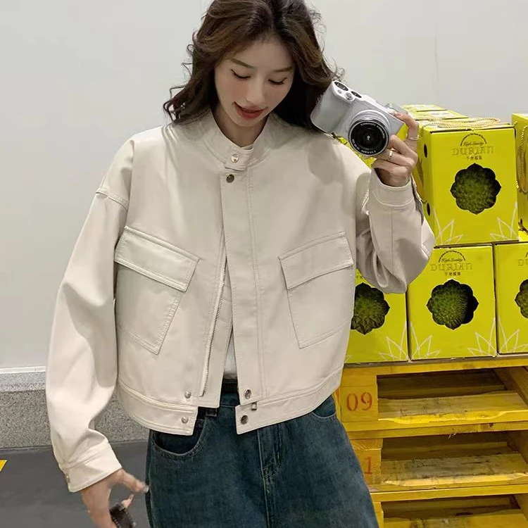 W212春秋时尚气质机车休闲皮衣DM7