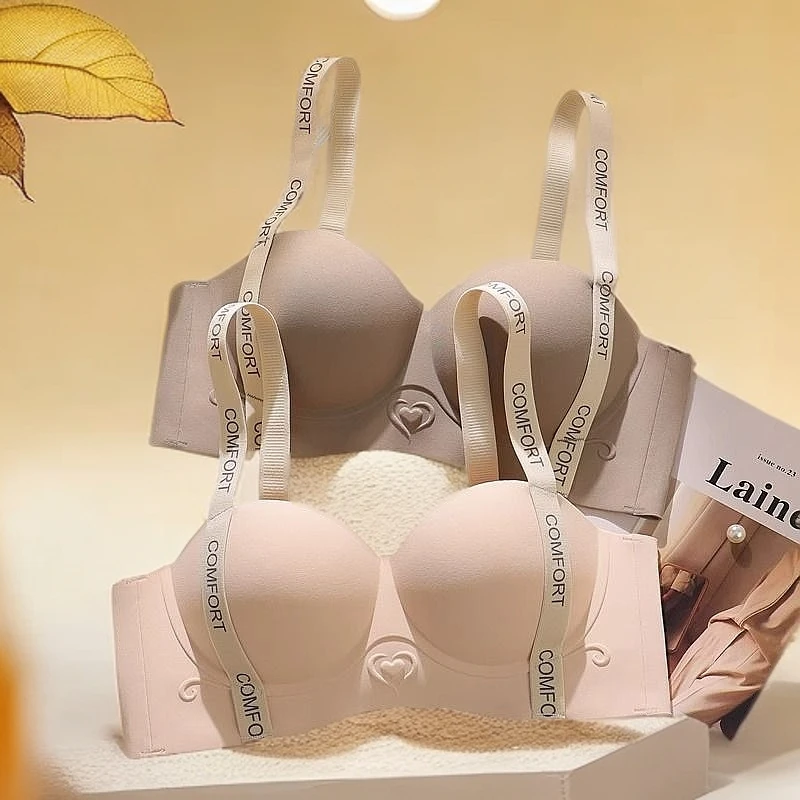 雅正集字母肩带半杯无痕美背聚拢内衣显大上托无钢圈