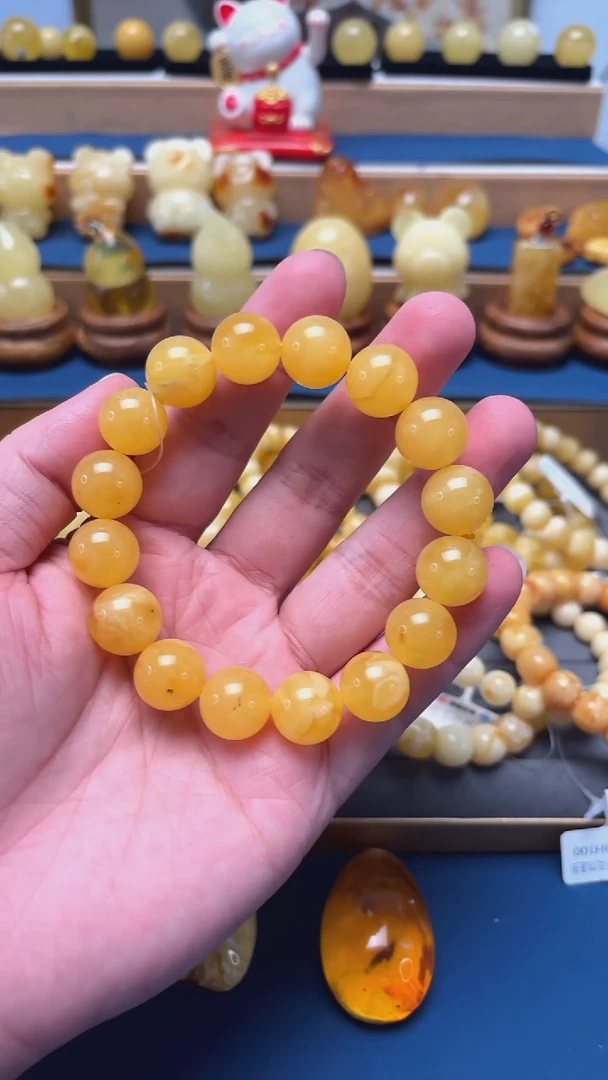 手串蜜蜡未镶嵌p75稀有焦皮料单圈 23.53克 13+mm