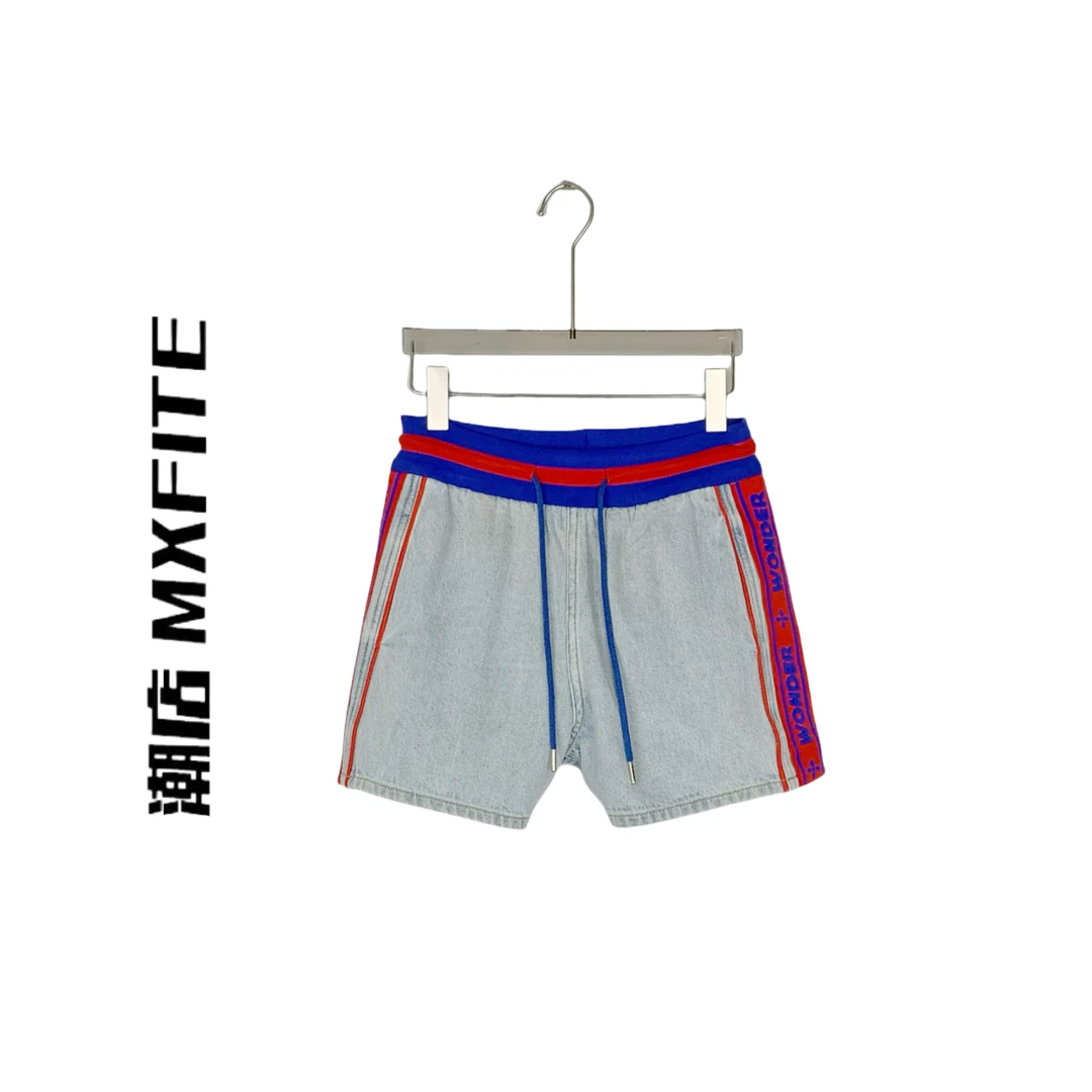 MXFITE潮店夏季新款拼接抽绳休闲牛仔短裤（ZHX40831）